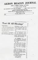 Font Of All Blessings (Akron Beacon Journal, August 10, 1968)